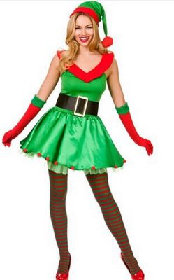 F1513 Santas Сексуальный маленький костюм помощника для взрослых
